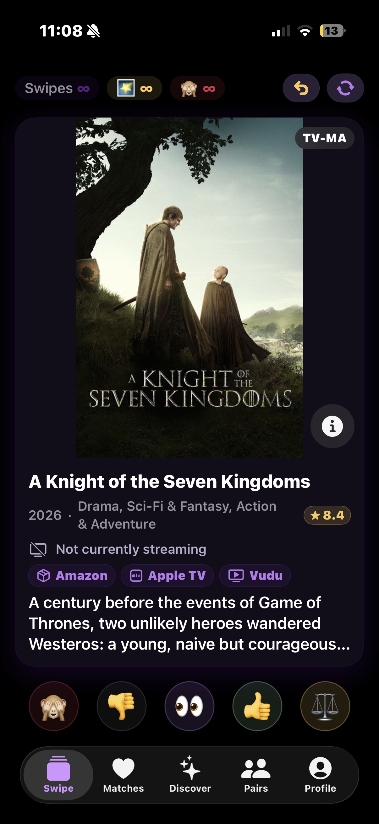 UPick swipe card — A Knight of the Seven Kingdoms poster, ready to swipe